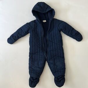 First Impressions Baby Hooded Navy Puffer Snowsuit 12M